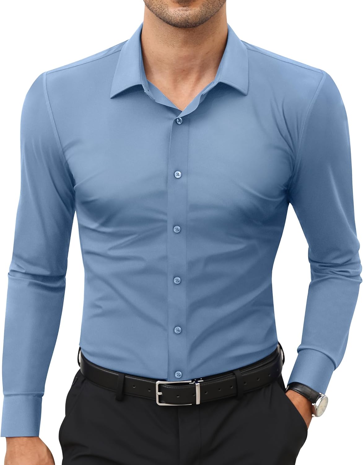 Lion Nardo Men's Slim Fit Dress Shirt - Wrinkle Free Long Sleeve